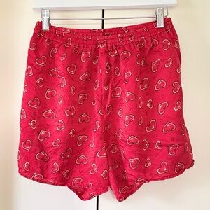 Vintage Barrington 100% Silk Red Heart Pattern Boxer Shorts